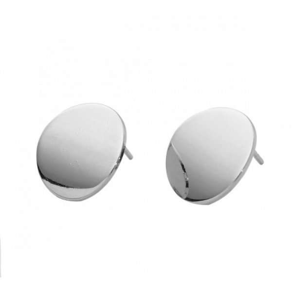 1 Paar 16mm Platina Geplateerde Ronde Chip Oorbellen