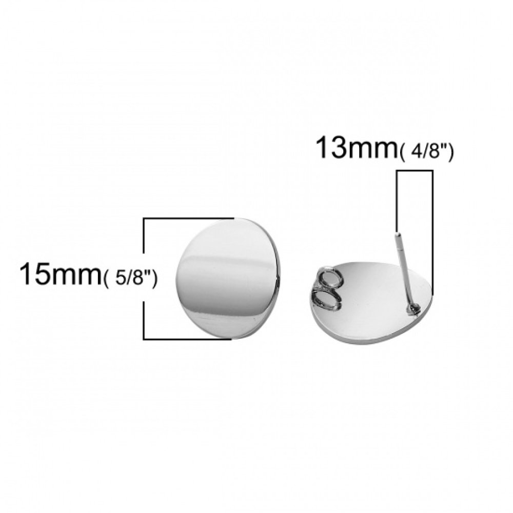 1 Paar 16mm Platina Geplateerde Ronde Chip Oorbellen