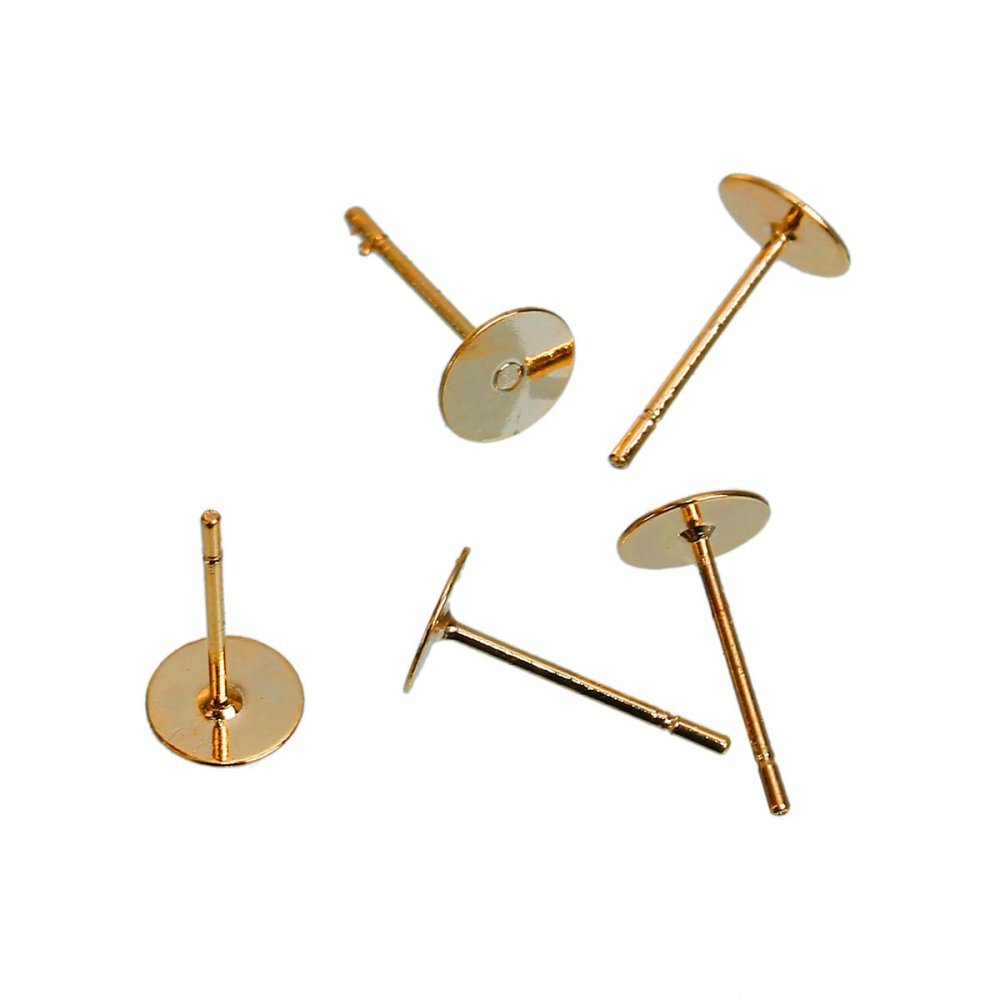 1 Paar 6 mm ronde chip oorbellen 14K verguld N°01