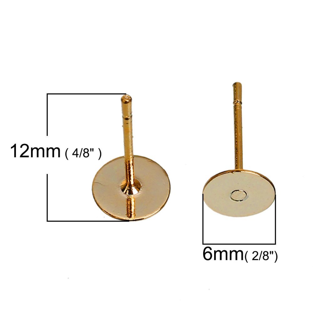 1 Paar 6 mm ronde chip oorbellen 14K verguld N°01