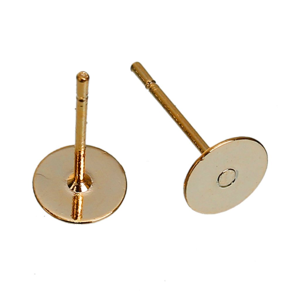 1 Paar 6 mm ronde chip oorbellen 14K verguld N°01