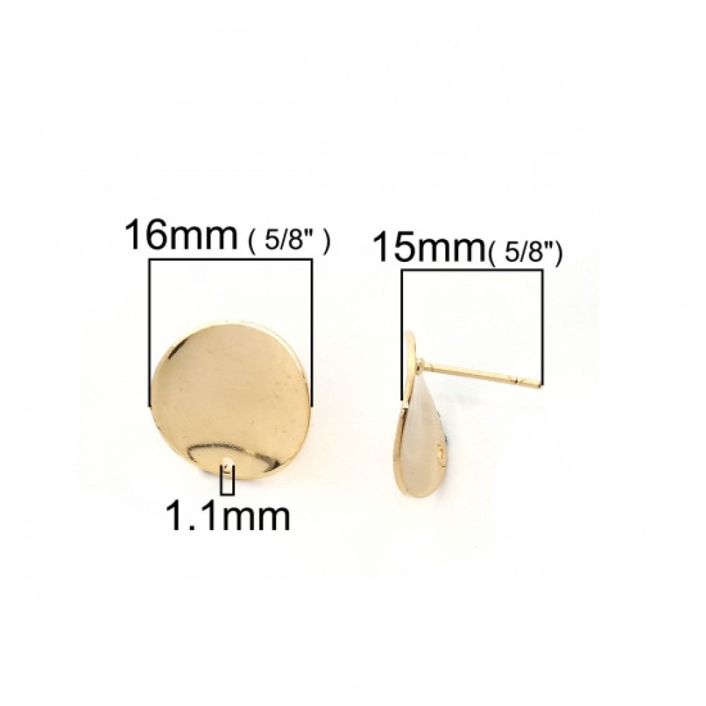 1 Paar 16 mm vergulde ronde chip oorbellen N°02