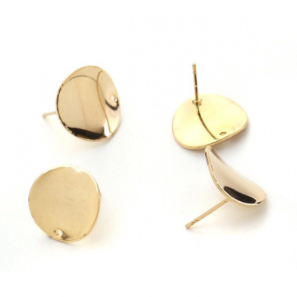 1 Paar 16 mm vergulde ronde chip oorbellen N°02