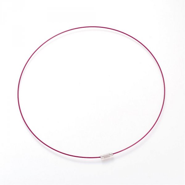 1 halsketting starre draad paars rood sluiting aan schroef N&deg;01