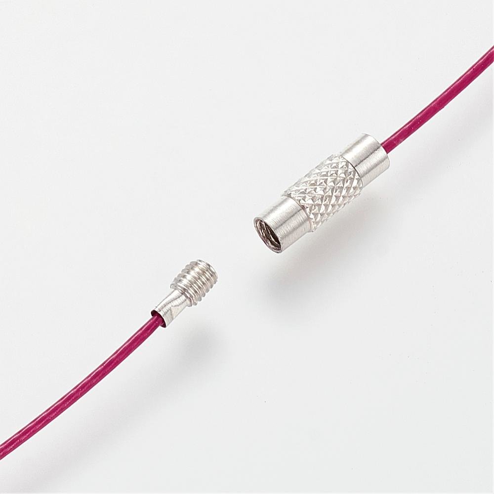 1 halsketting starre draad paars rood sluiting aan schroef N°01