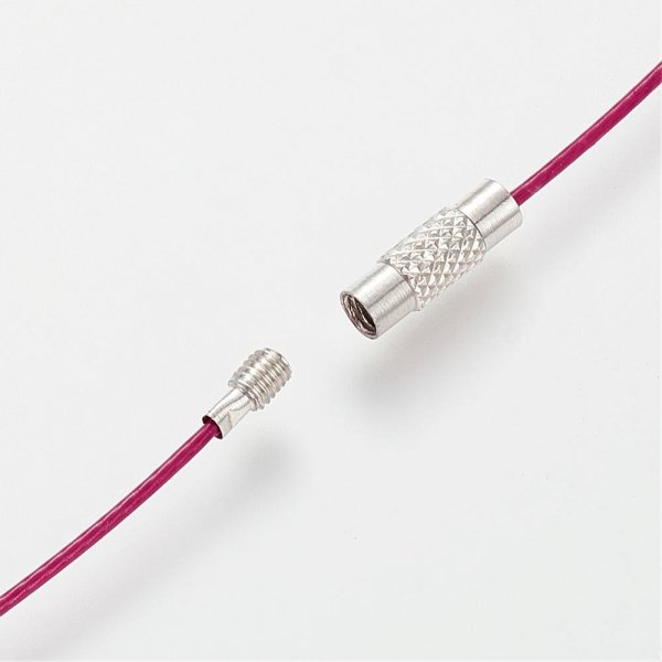 1 halsketting starre draad paars rood sluiting aan schroef N&deg;01