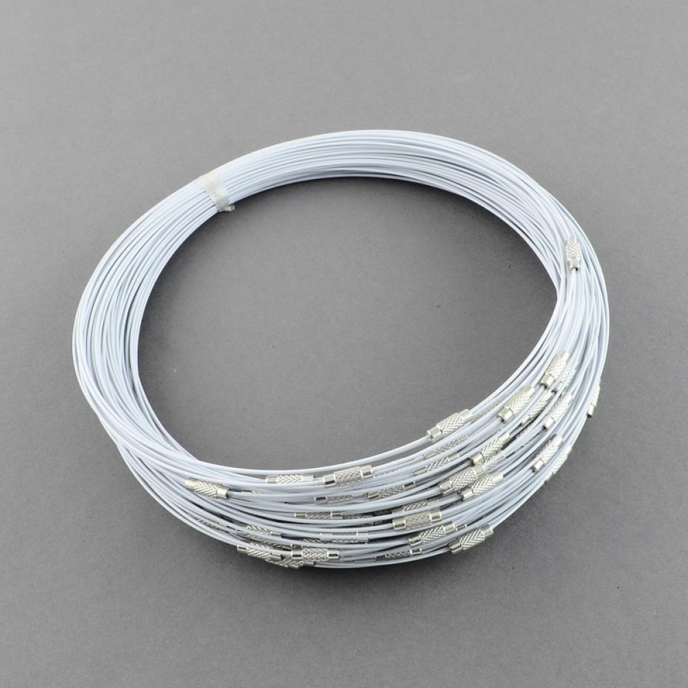 1 halsketting starre draad lichtgrijs schroefsluiting N°01