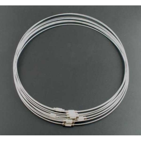 1 halsketting starre draad grijze schroefsluiting N&deg;01