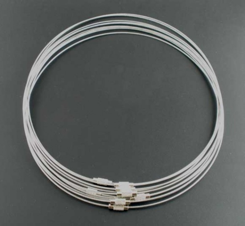 1 halsketting starre draad grijze schroefsluiting N°01