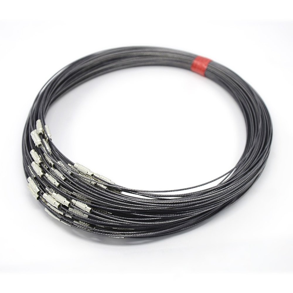 1 leigrijs starre halsketting met schroefsluiting N°01