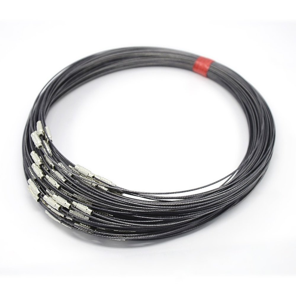 1 leigrijs starre halsketting met schroefsluiting N°01