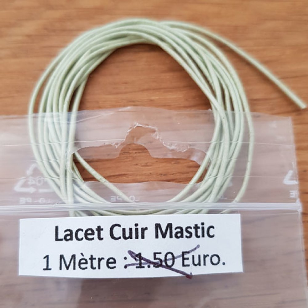 1 meter Glad leren rond koord Putty 1 mm