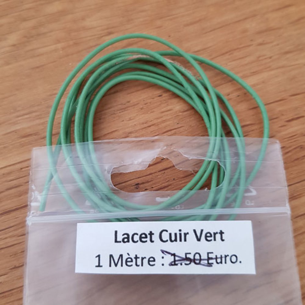 1 meter Rond glad leerkoord Groen 1 mm