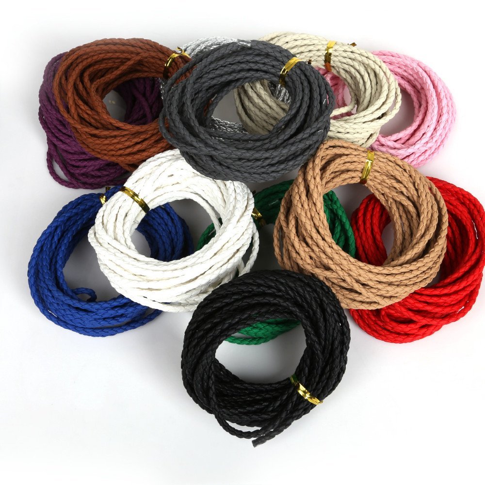 1 meter Rond glad leerkoord Bordeaux 3 mm