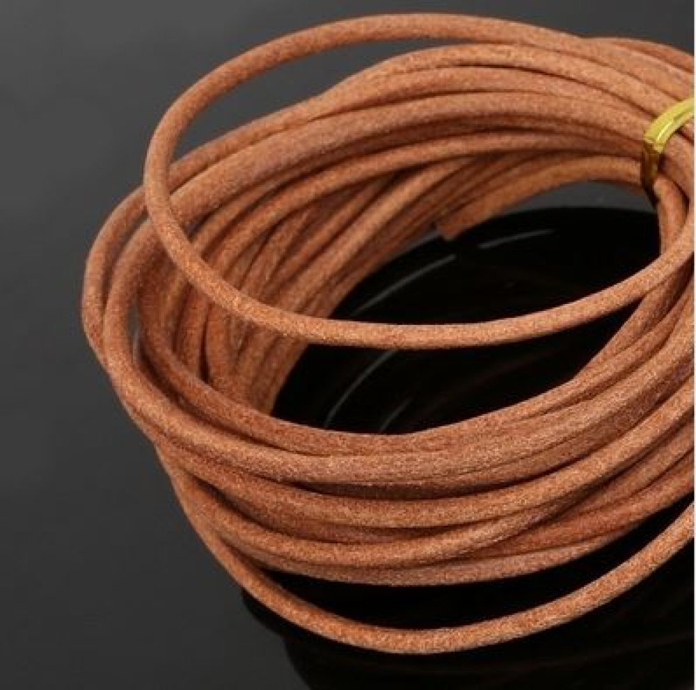 1 meter Rond glad leerkoord Naturel 3 mm