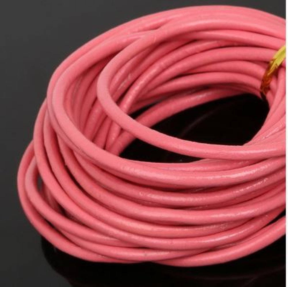 1 meter Rond glad leerkoord Rose 3 mm