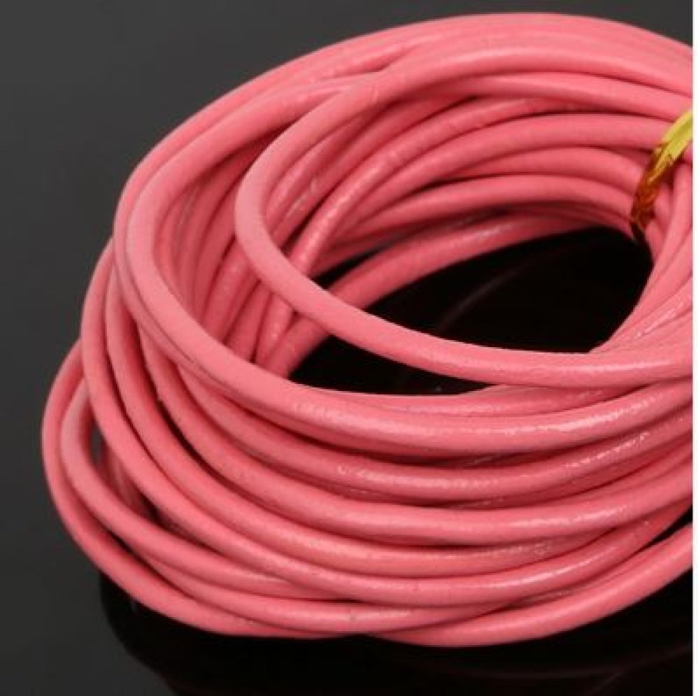 1 meter Rond glad leerkoord Rose 3 mm