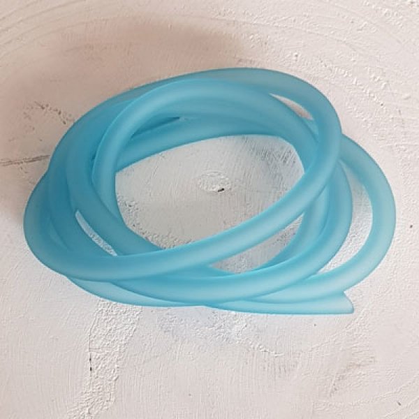 1 meter Pvc hol koord 6,5 mm Aquamarijn 2