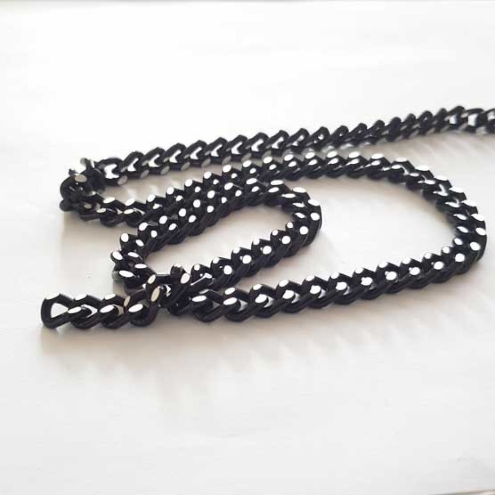 1 meter platte ketting zwart en zilver