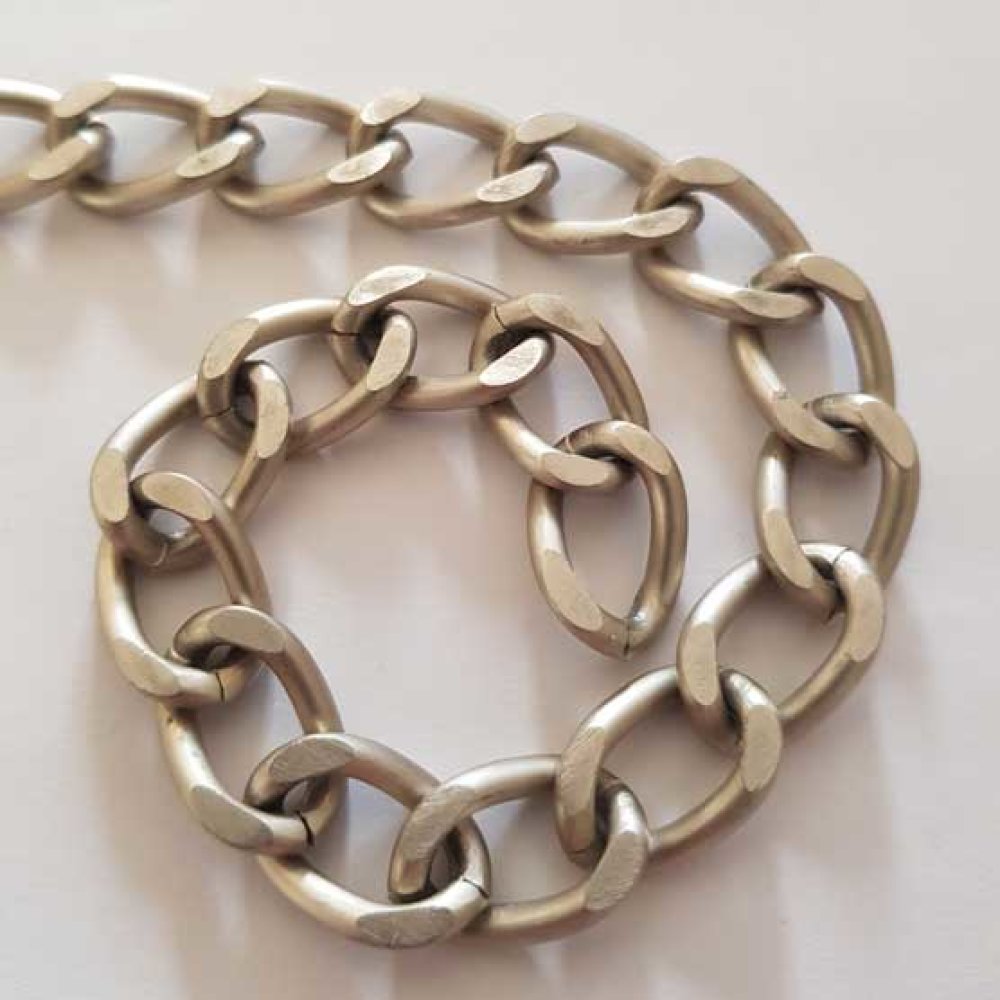 1 meter platte zilveren ketting N°02 18 x 12 mm