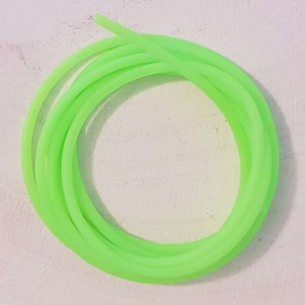 1 meter hol pvc-koord van 2 mm in fluorescerend groen.