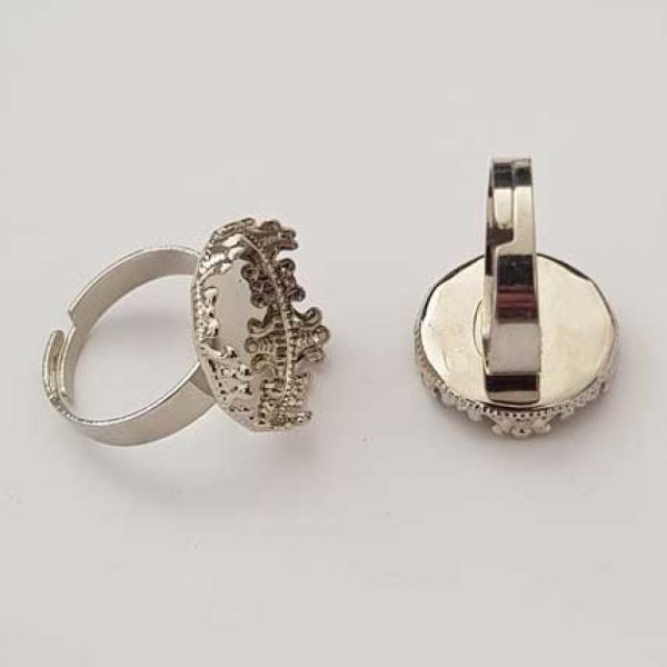 1 support bague cabochon de 18 mm Argent Vieilli N&deg;23