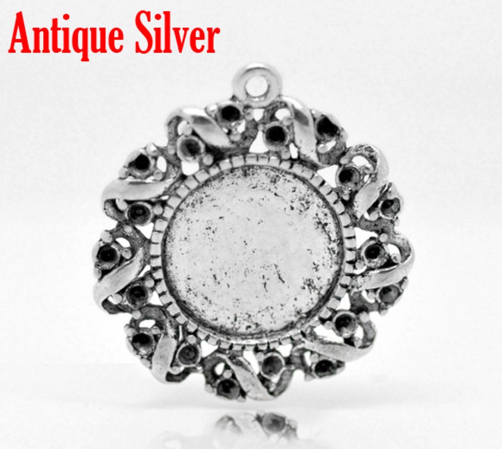1 cabochonhouder 14 mm N°01 Zilver