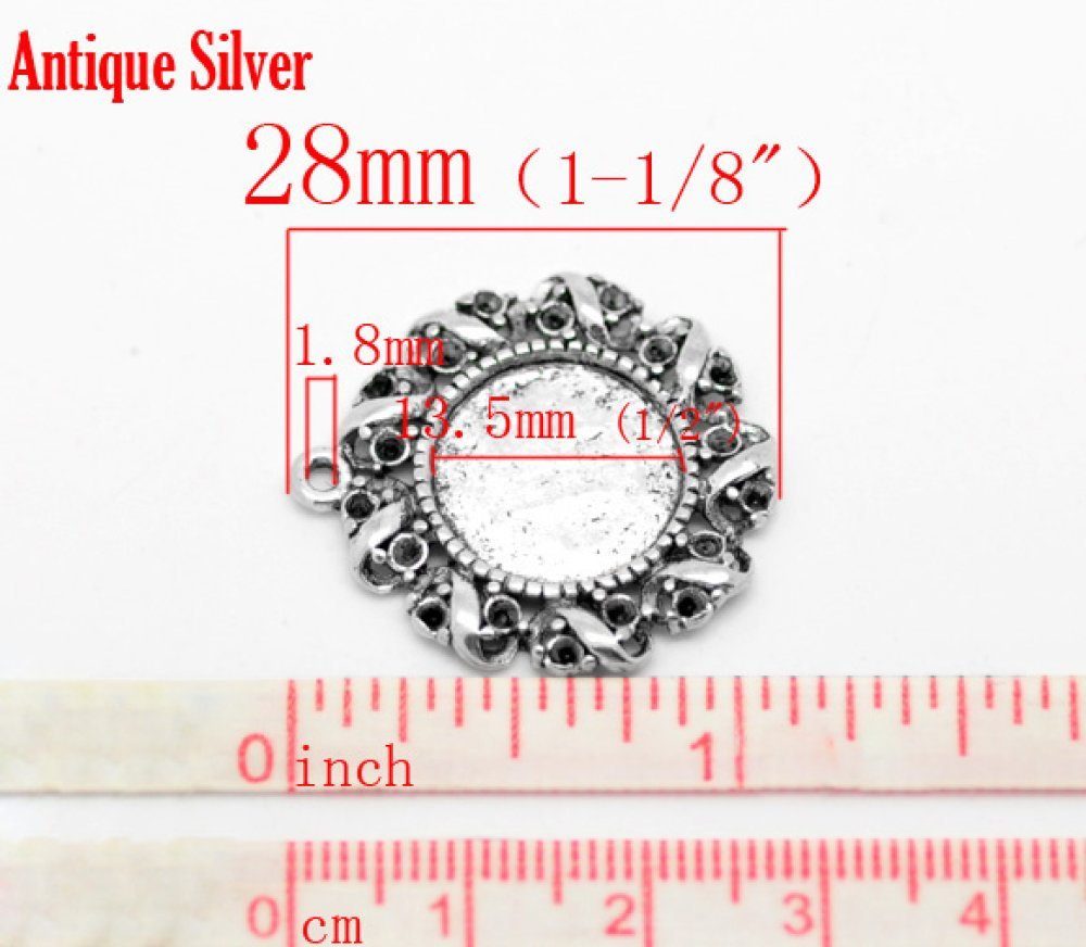 1 cabochonhouder 14 mm N°01 Zilver