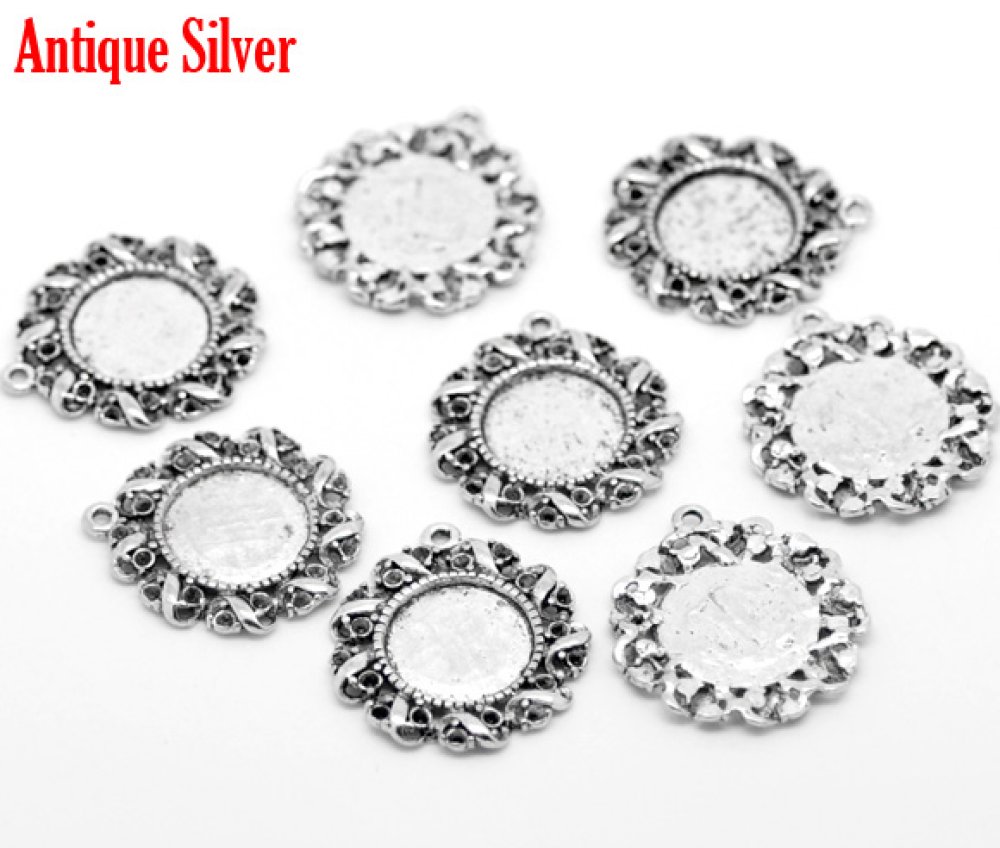 1 cabochonhouder 14 mm N°01 Zilver