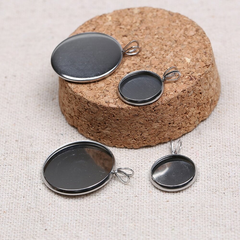 1 x 20 mm roestvrijstalen cabochonhouder N°06