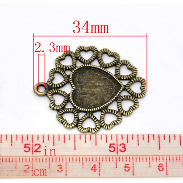 1 cabochonhouder Hart N&deg;01 Brons