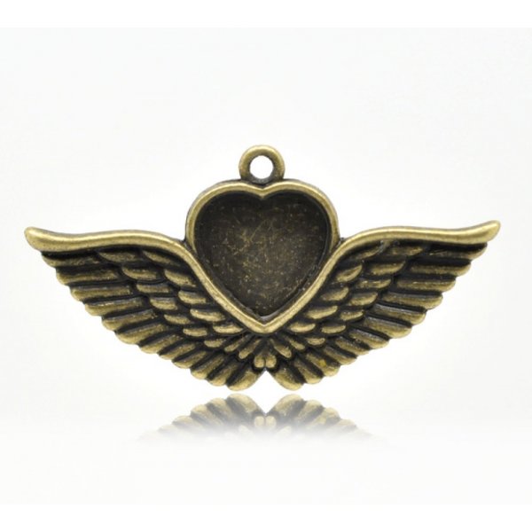 1 cabochonhouder Hart N&deg;02 Brons