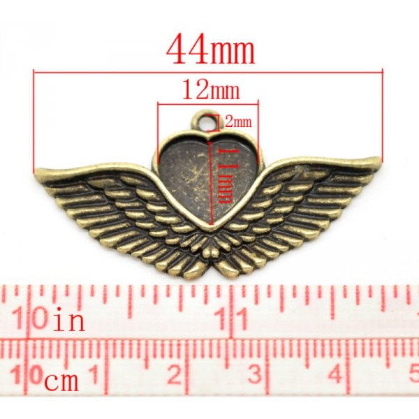 1 cabochonhouder Hart N&deg;02 Brons