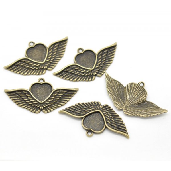 1 cabochonhouder Hart N&deg;02 Brons