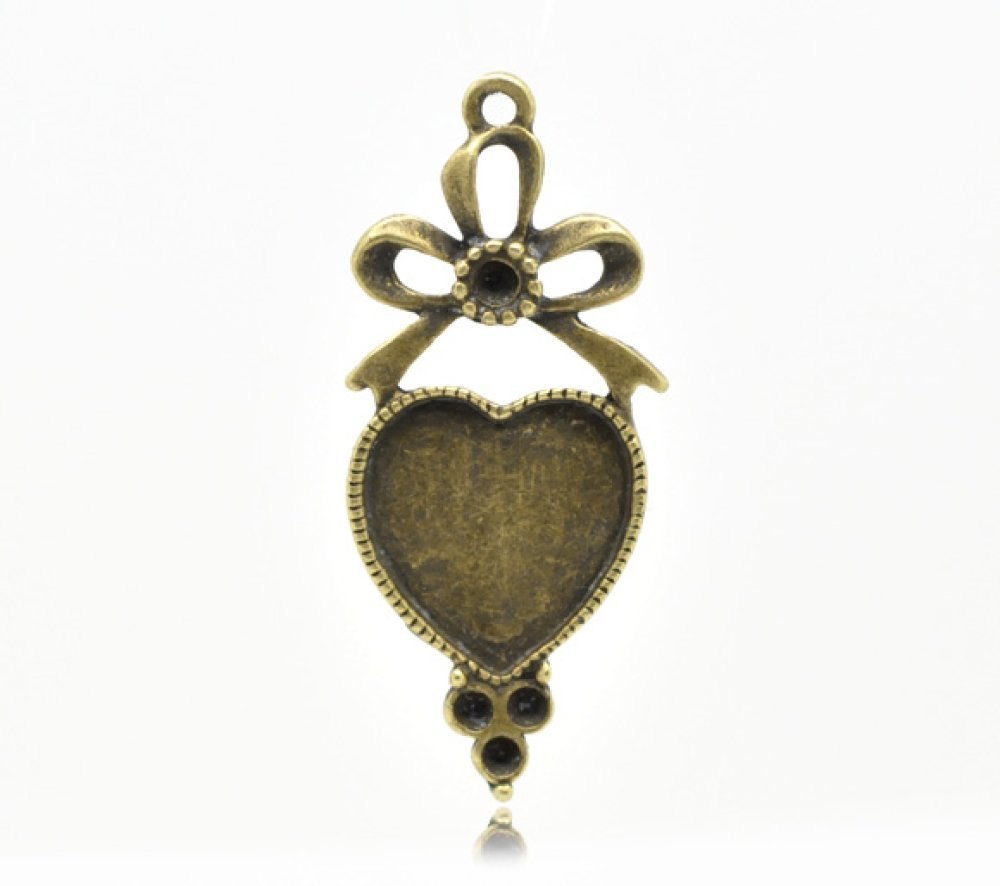 1 cabochonhouder Hart N°03 Brons