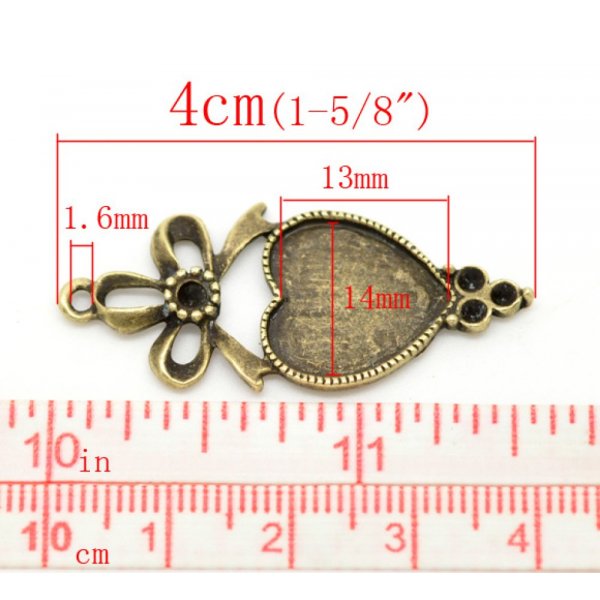 1 cabochonhouder Hart N&deg;03 Brons