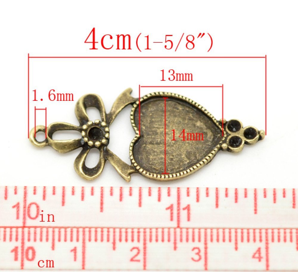 1 cabochonhouder Hart N°03 Brons