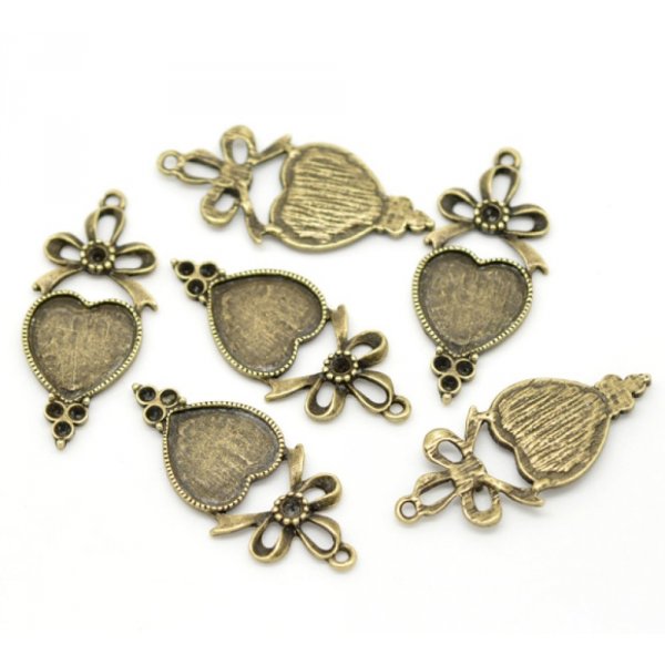 1 cabochonhouder Hart N&deg;03 Brons