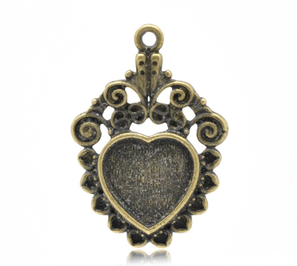 1 cabochonhouder Hart N°04 Brons