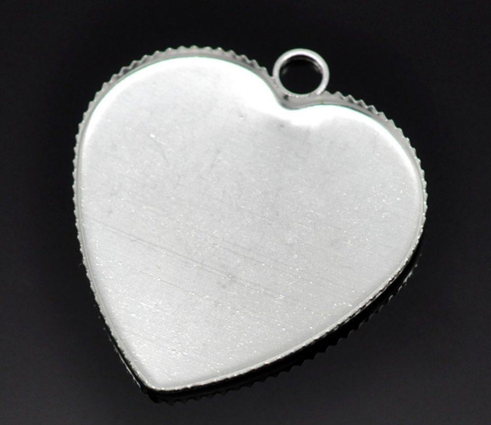 1 cabochonhouder Hart N°05 Zilver