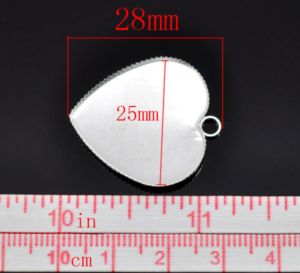 1 cabochonhouder Hart N°05 Zilver