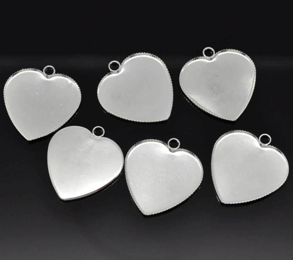 1 cabochonhouder Hart N°05 Zilver
