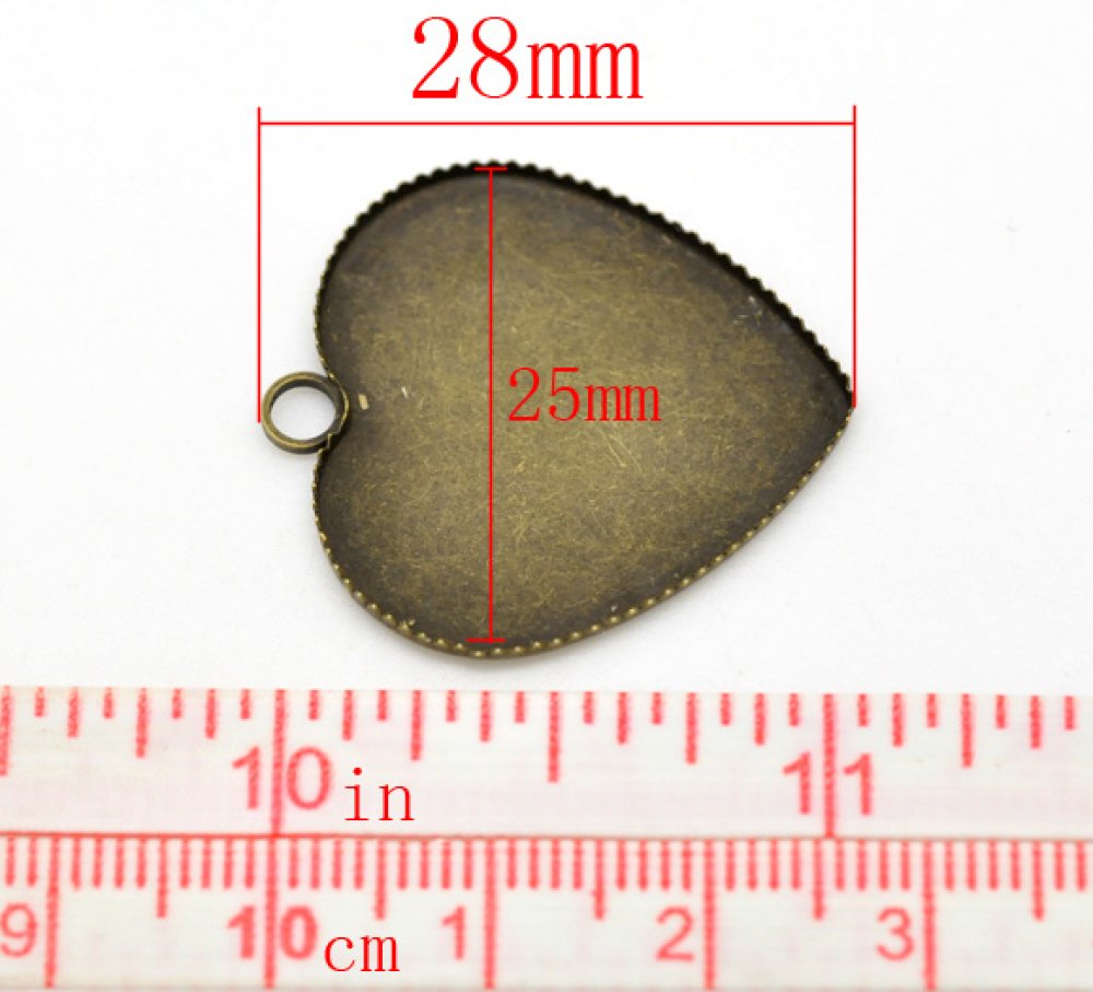 1 cabochonhouder Hart N°05 Brons