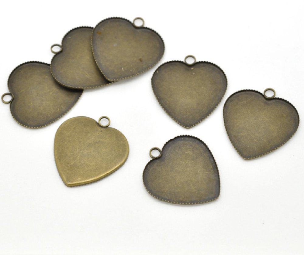 1 cabochonhouder Hart N°05 Brons