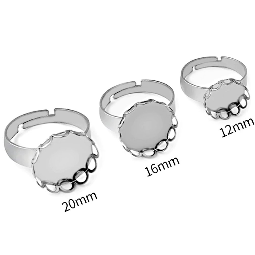 1 ring cabochon houder 14 mm Zilver N°07