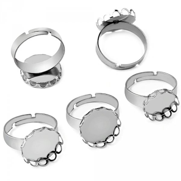 1 ring cabochonhouder 18 mm Zilver N&deg;07