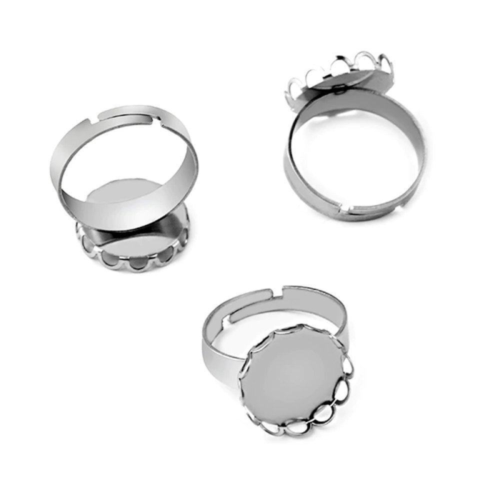 1 ring cabochonhouder 18 mm Zilver N°07