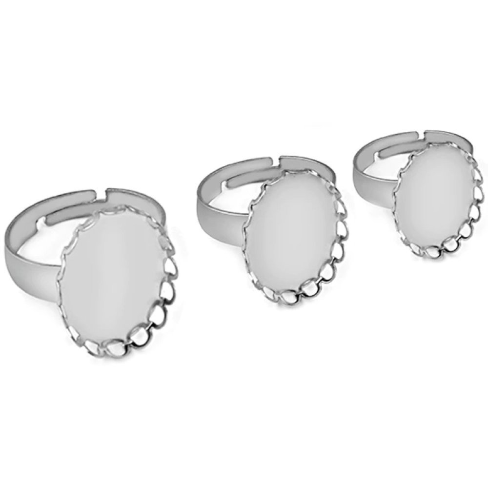 1 ring cabochon houder 18 x 25 mm Zilver N°08