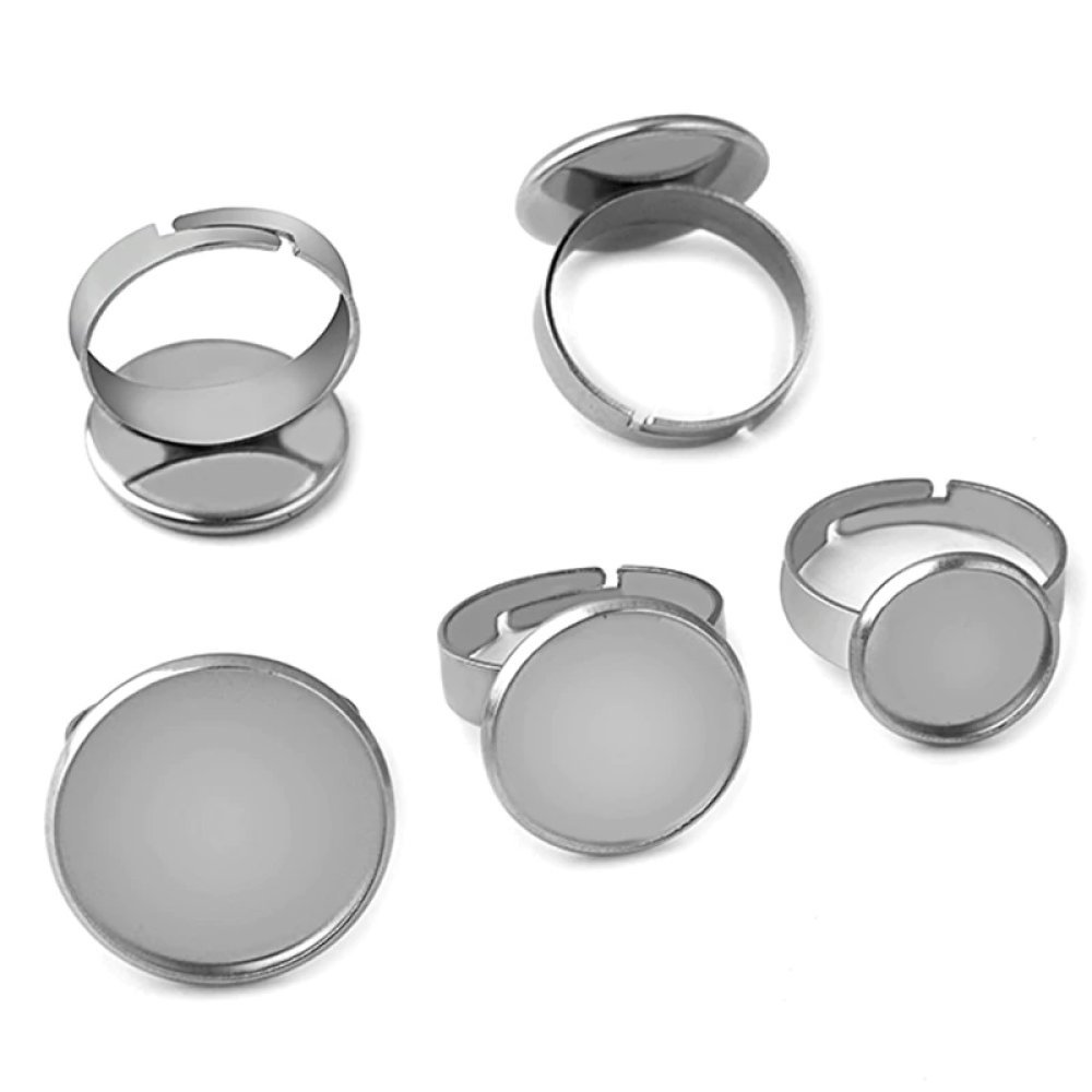 1 ring cabochonhouder 16 mm zilver n°04