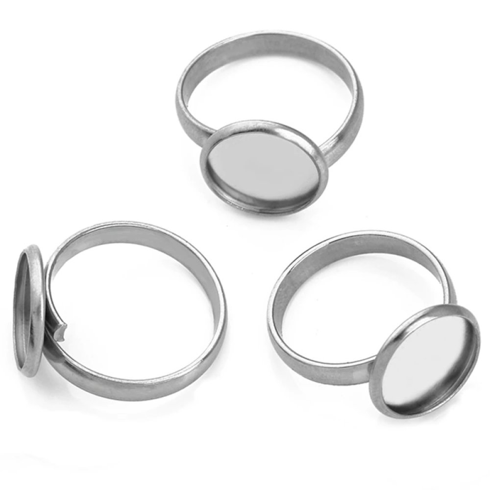 1 ring cabochonhouder 12 mm Zilver N°05